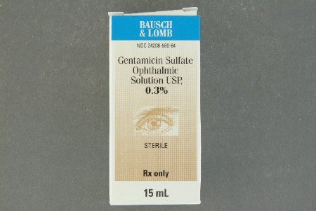 Antibacterial Gentamicin Sulfate 0.3% Ophthalmic Drops Bottle 5 mL , Bausch & Lomb 24208058060