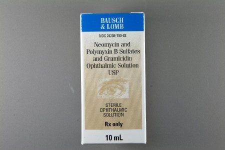 Antibacterial Neomycin Sulfate Polymyxin B Sulfate / Gramicidin 1.75 mg 10,000 Ophthalmic Drops Dropper Bottle 10 mL , Bausch & Lomb 24208079062