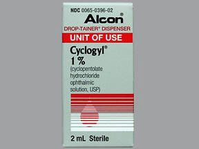 Cyclogyl Mydriatic Cyclopentolate HCl 1% Ophthalmic Drops Dropper Bottle 2 mL , Alcon 00065039602