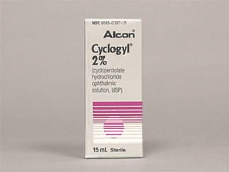 Cyclogyl Mydriatic Cyclopentolate HCl 2% Ophthalmic Drops Dropper Bottle 15 mL , Alcon 00065039715