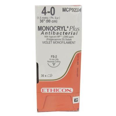 Ethicon Monocryl Plus Sutures MCP922H, 36" (FS-2) - 36/Box , Size 4-0 , ANIMAL HEALTH A00630