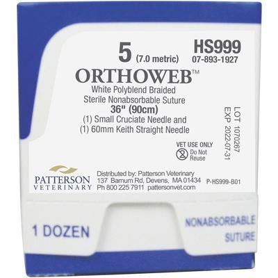 Orthoweb Suture Size 5, Small Cruciate Needle, 12/Pkg , Patterson 21282828