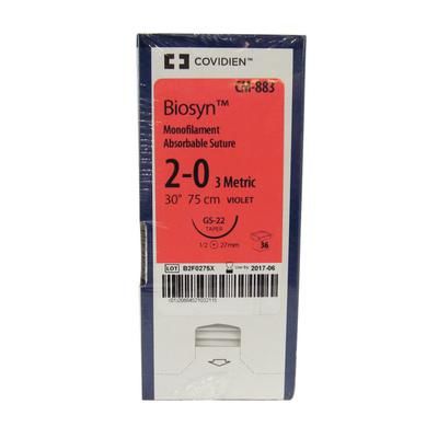 Biosyn Suture CM883, 30" (GS-22), Size 2-0 ,36/Pkg , COVIDIEN CM883