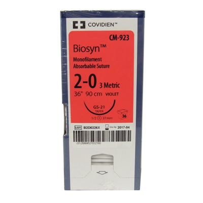 Biosyn Suture CM923, Size 2-0 ,36" (GS-21), 36/Pkg , COVIDIEN CM923