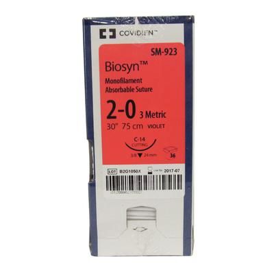 Biosyn Suture SM923, 30" (C-14), Size 2-0 , 36/Pkg , COVIDIEN SM923