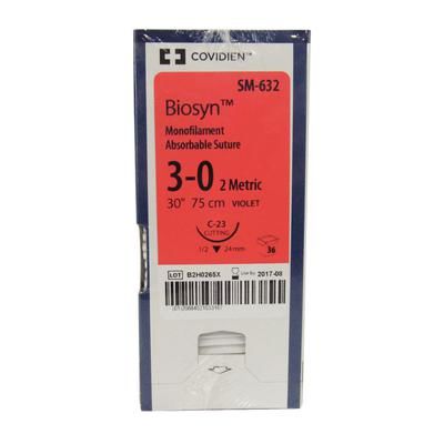 Biosyn Suture SM632, 30" (C-23), Size 3-0 , 36/Pkg , COVIDIEN SM632