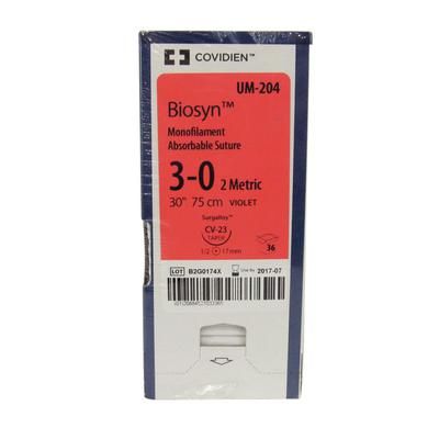 Biosyn Suture UM204, 30" (CV-23), Size 3-0 , 36/Pkg , COVIDIEN UM204