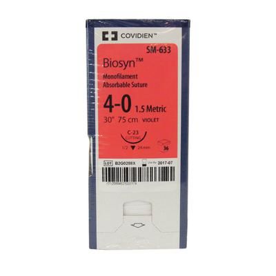 Biosyn Suture SM633, 30" (C-23), Size 4-0 , 36/Pkg , COVIDIEN SM633