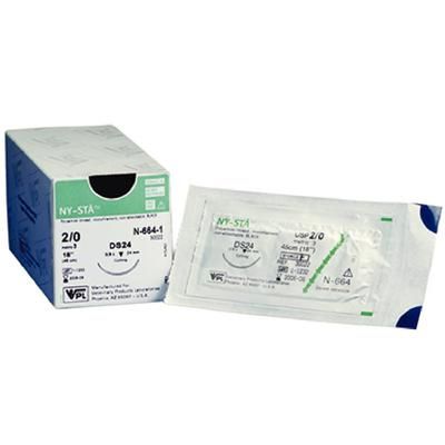 Ny-STÄ Monofilament Nylon Sutures N-664-1, 30" (DS24) Size 2-0 , 12/Box , PRN PHARMACAL 100503729