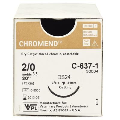 Chromend Chromic Gut Sutures C-638-1, 30" (DS24) Size 0 , 12/Box , PRN PHARMACAL 30005