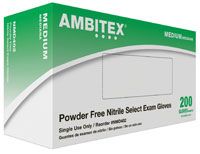 Glove Exam PF Nitrile Medium Blue Ambitex Select 200/Bx, 10 BX/Case , HS-NMD402