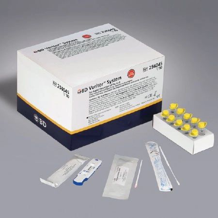 Rapid Test Kit BD Veritor™ System Immunochromatographic Assay Influenza A + B Nasopharyngeal Swab / Nasopharyngeal Wash / Nasopharyngeal Aspirate Sample CLIA Moderate Complexity 30 Tests , BD 256041