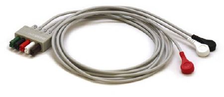 3 Lead ECG/EKG Wires Snap, Adult/Pediatric Compatible with: DPM4, DPM5, DPM6, DPM7 , Mindray 0010-30-42734