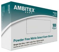 Glove Exam PF Nitrile Medium Royal Blue Ambitex Select 100/Bx, 10/Box , HS-NMD400