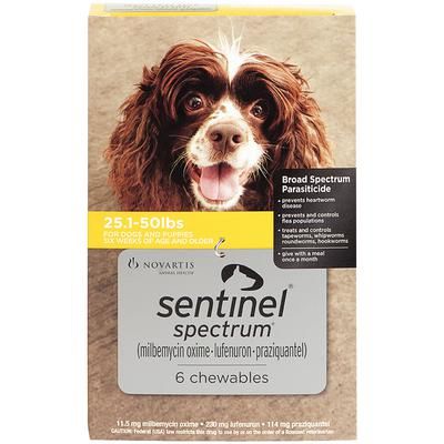 Sentinel Spectrum Chews 6 Doses; 5 Box/Carton , 26-50 lb ,VIRBAC 609753