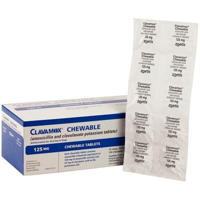 Clavamox Chewable Tablets 125 mg, 100/Pkg , ZOETIS 10014365