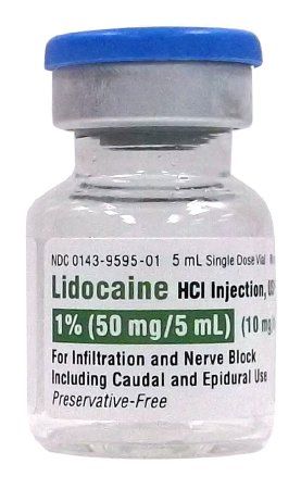 Generic Xylocaine Local Anesthetic Lidocaine HCl, Preservative Free 1%, 50 mg / 5 mL Infiltration and Nerve Block Injection Single Dose Vial 5 mL , Hikma 00143959525