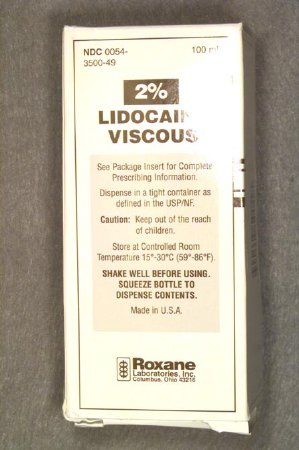 Local Anesthetic Lidocaine HCl 2% Oral Solution Bottle 100 mL , Roxane 00054350049