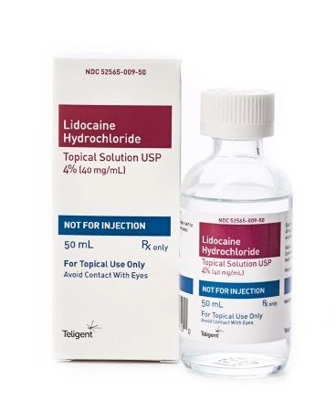 Local Anesthetic Lidocaine HCl 4%, 40 mg / mL Mucous Membrane Solution Bottle 50 mL , Teligent 52565000950