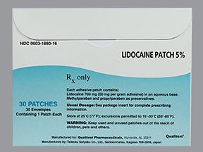 Local Anesthetic Lidocaine 5%, 700 mg Topical Patch Box 30 Patches , Qualitest 00603188016