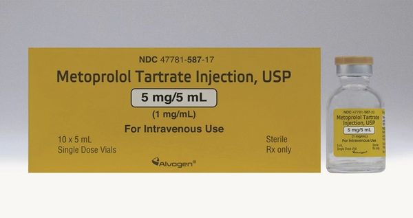 Metoprolol Tartrate 5 mg / 5 mL Intravenous Injection Single Dose Vial 5 mL , Alvogen 47781058717