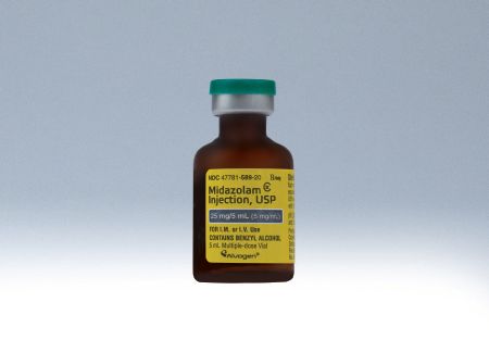 Benzodiazepine (Anxiolytic / Sedative / Hypnotic) Midazolam HCl 5 mg / mL Intramuscular or Intravenous Injection Multiple Dose Vial 5 mL CIV , 10/Pack , Alvogen 47781058917