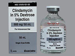 Antibacterial Clindamycin Phosphate 600 mg / 50 mL Single Dose, Intravenous Injection Bottle 50 mL , Akron 17478012150