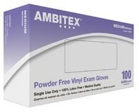 Glove Exam PF Vinyl Medium NS Clear Ambitex 100/Bx, 10 BX/Case , HS-VMD200