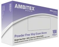 Glove Exam PF Vinyl Small NS Clear Ambitex 100/Bx, 10 BX/Case , HS-VSM200