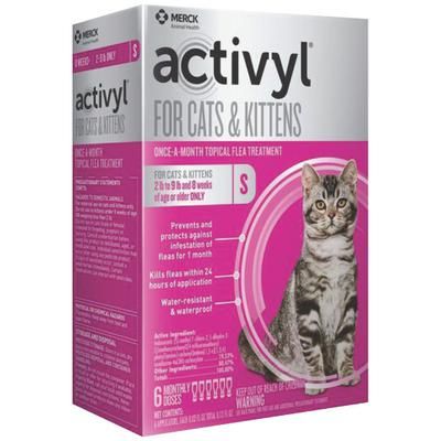 Activyl - 0.51mL Kittens (2-9 lbs) Pink (6 x6-Dose) , Merck 044973