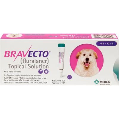 Bravecto Topical Solution for Dogs 88 to 123 Pounds, Pink Label (1 Dose x 10) , Merck 153307