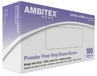 Glove Exam PF Vinyl XL NS Clear Ambitex 100/Bx, 10 BX/Case , HS-VXL200