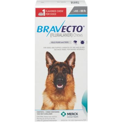 Bravecto Chews for Dogs and Puppies 44 to 88 Pounds, Blue Label ...