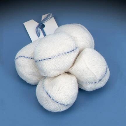 Surgical Tonsil Sponge Cotton / Gauze 7/8 Inch Diameter , Deroyal 30-041