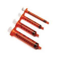 Oral Syringe, Clear, 1mL, Amber Plunger & Tip Cap, 100/pk, 5 pk/cs , BD 303084