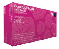 Exam Glove StarMed® Rose NonSterile Powder Free Nitrile Ambidextrous Textured Fingertips Pink Not Chemo Approved Medium , 200/Box , 10 box/Case , Sempermed SMNR203