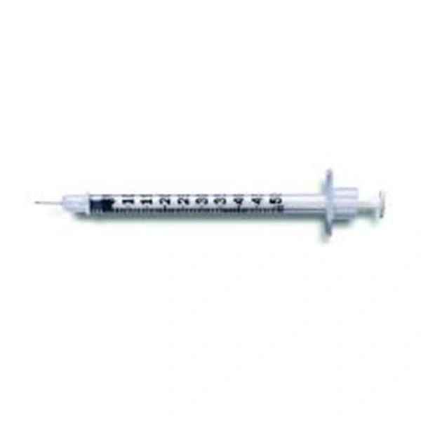 Insulin Syringe with Needle Ultra-Fine Lo-Dose 1 mL 27 Gauge 1/2 Inch Attached Needle Without Safety 200/Box , BD 324705