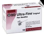 Insulin Pen Needle Ultra-Fine III Without Safety 29 Gauge 1/2 Inch 100/Box , 12 Box/Case , BD 328203