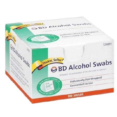 Alcohol Prep Pad BD Isopropyl Alcohol, 70% Individual Packet 1 X 3/4 Inch NonSterile , 100/box , 12 Box/Case , BD 326895