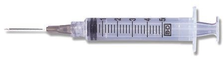 Syringe with Hypodermic Needle PrecisionGlide 5 mL 22 Gauge 1 Inch Detachable Needle Without Safety 100/Box , 4 Box/Case , BD 309630