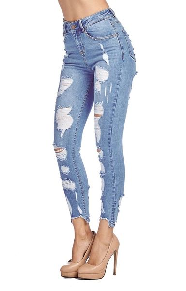 light blue distressed jeans