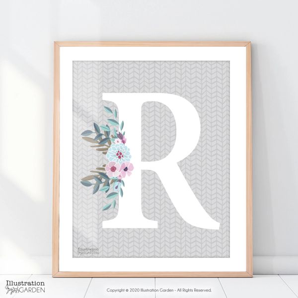 Grey BoHo Alphabet Printable - Letter R