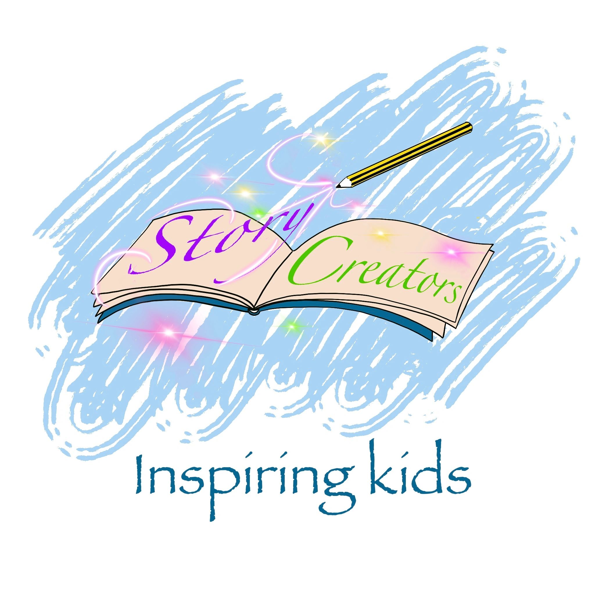 Illustration of a magical storybook and pencil inspiring kids.