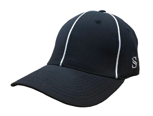 Smitty - Performance Flex Fit Hat - Black with White Piping