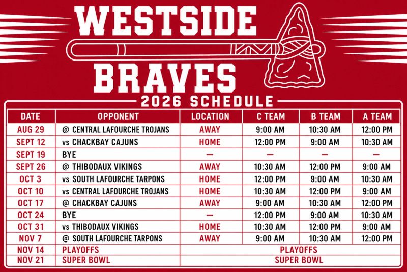 Westside Braves 2026 Schedule
