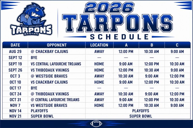 SL Tarpons 2026 Schedule