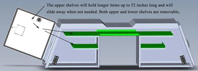 Tool Rig sliding/removable shelves.