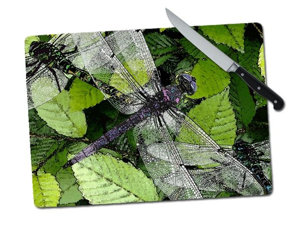 Dragonfly Large Tempered Glass Cutting Board