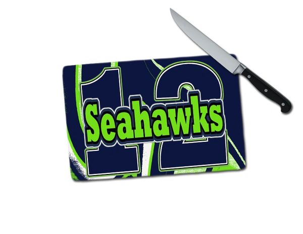 Seahawks 12 Small Tempered Glass Cutting Board
