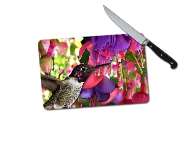 Hummingbird Small Tempered Glass Cutting Board